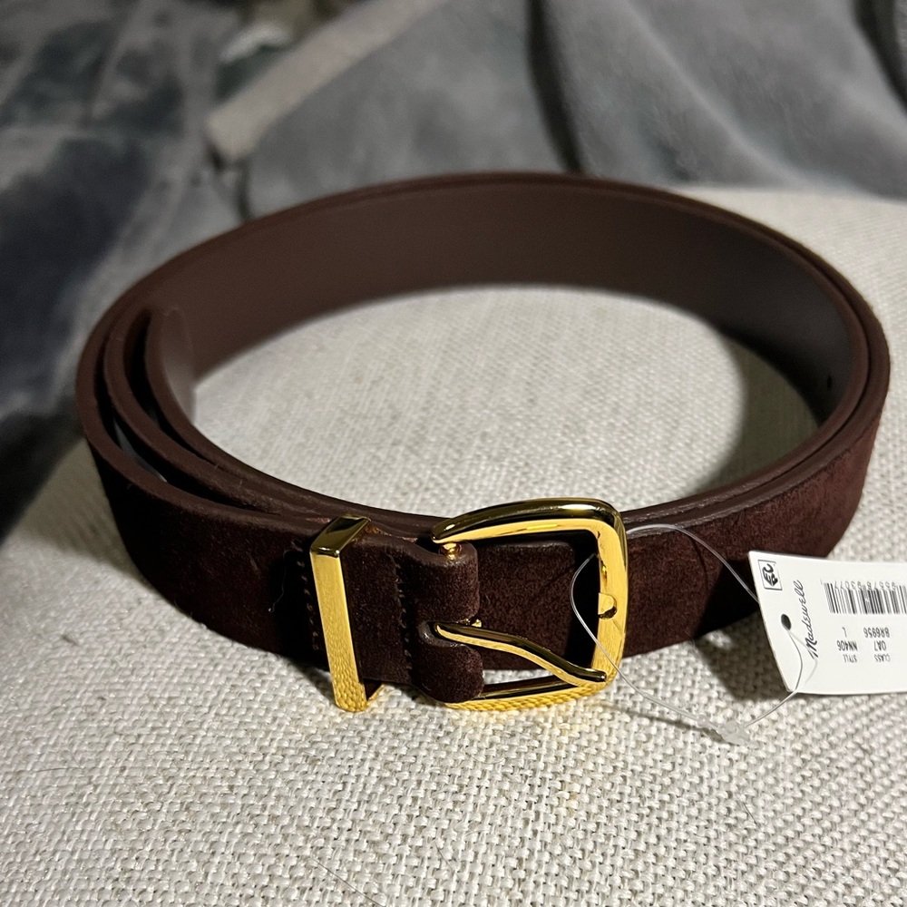 Madewell suede leather brown belt Size L NWT